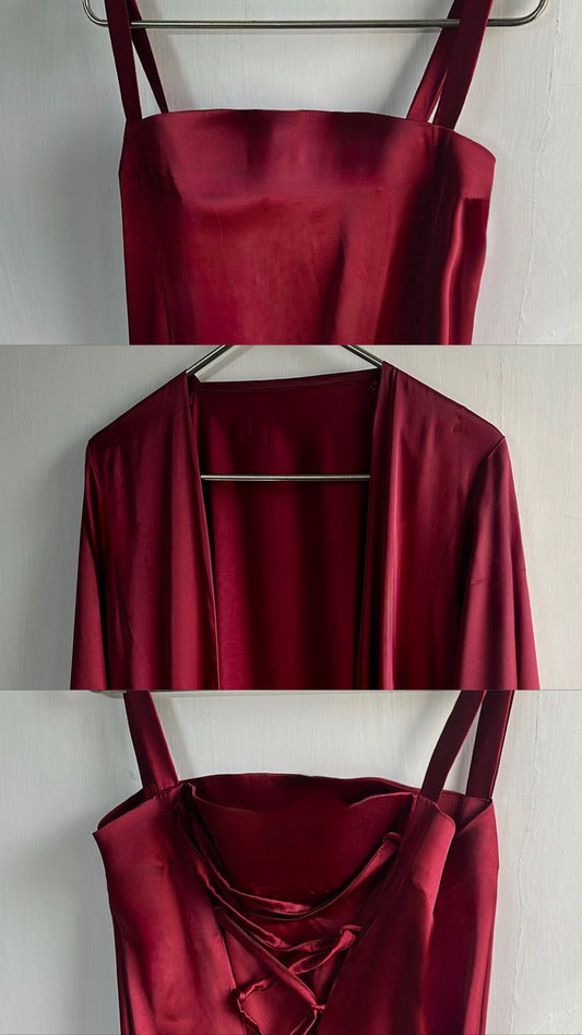 Red Silk Abaya & Dress Set – Crimson Allure