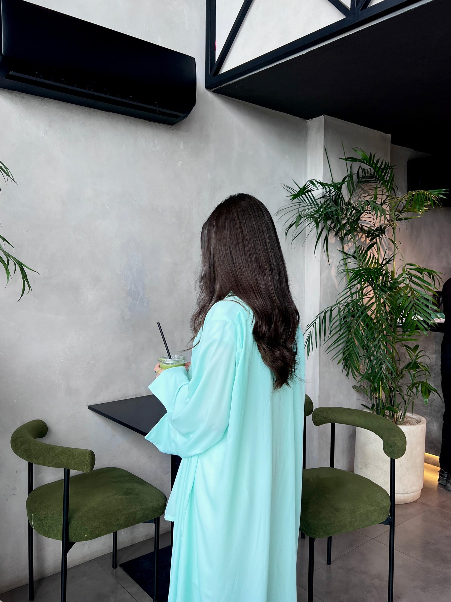 Sea Green Georgette Abaya – Ocean Whisper